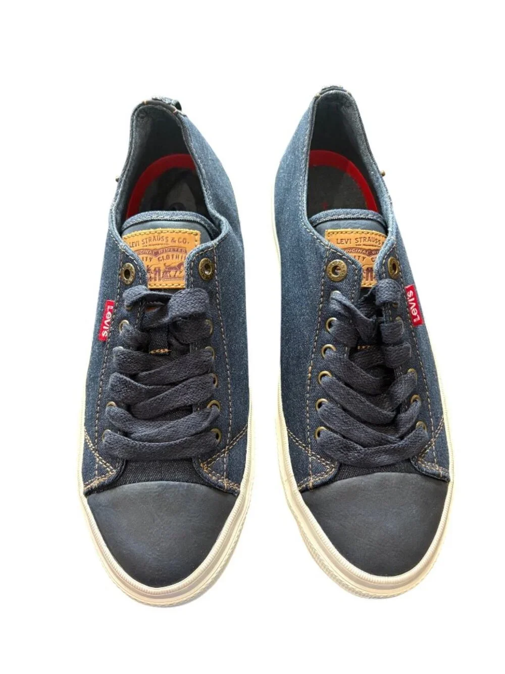 Levi's Mens Denim Sneakers Size 8 Navy Blue Lace Up Casual Y2K Streetwear Shoes